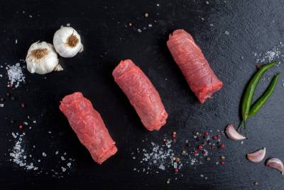 Beef olives - thinly sliced beef wrapped around a tasty sausage filling