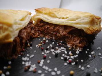 Family Steak Pie - large, family-sized steak pie with puff pastry top